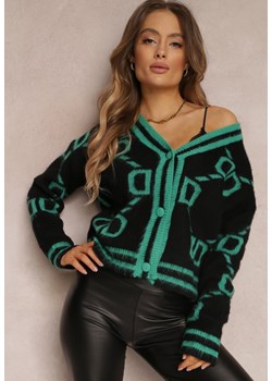 Czarno-Zielony Kardigan Sethoy ze sklepu Renee odzież w kategorii Swetry damskie - zdjęcie 157081233