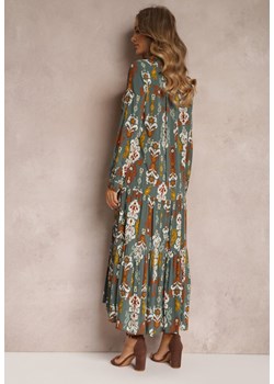 Ciemnozielona Sukienka Koszulowa Rozkloszowana Zjarrta ze sklepu Renee odzież w kategorii Sukienki - zdjęcie 157081423