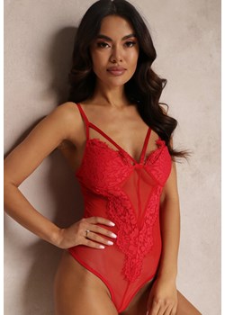 Czerwone Body z Siateczki i Koronki Norle ze sklepu Renee odzież w kategorii Body damskie - zdjęcie 157082280