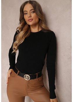 Czarny Sweter w Geometryczny Wzór Hize ze sklepu Renee odzież w kategorii Swetry damskie - zdjęcie 157082600