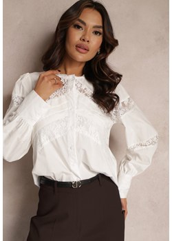 Biała Koszula Bawełniana z Koronką Legi ze sklepu Renee odzież w kategorii Koszule damskie - zdjęcie 157082880