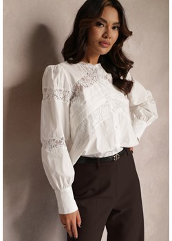 Biała Koszula Bawełniana z Koronką Legi ze sklepu Renee odzież w kategorii Koszule damskie - zdjęcie 157082884
