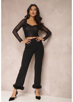 Czarne Spodnie Nicoli ze sklepu Renee odzież w kategorii Spodnie damskie - zdjęcie 157083102