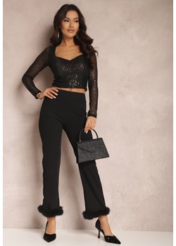 Czarne Spodnie Nicoli ze sklepu Renee odzież w kategorii Spodnie damskie - zdjęcie 157083103