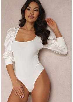 Białe Body z Marszczonym Bufiastym Rękawem Chiki ze sklepu Renee odzież w kategorii Bluzki damskie - zdjęcie 157083361