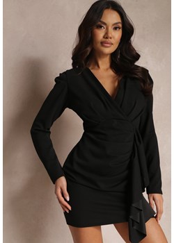 Czarna Sukienka Kopertowa z Długim Rękawem Nosso ze sklepu Renee odzież w kategorii Sukienki - zdjęcie 157083383