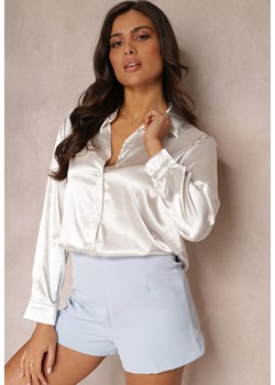 Jasnobeżowa Koszula Satynowa na Guziki Hestra ze sklepu Renee odzież w kategorii Koszule damskie - zdjęcie 157084033
