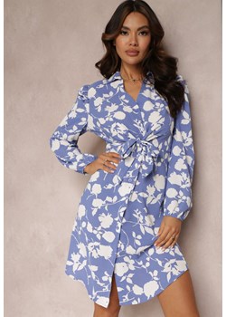Niebieska Koszulowa Sukienka w Kwiaty Ommofie ze sklepu Renee odzież w kategorii Sukienki - zdjęcie 157084460