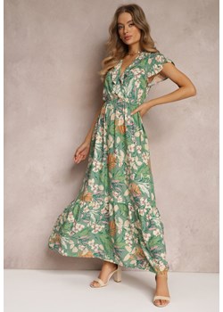 Zielona Sukienka z Wiskozy Maxi w Kwiaty Mahiza ze sklepu Renee odzież w kategorii Sukienki - zdjęcie 157084500