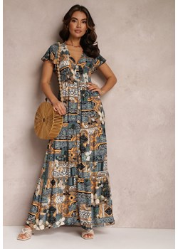 Szara Sukienka z Wiskozy Maxi z Gumką w Pasie Weha ze sklepu Renee odzież w kategorii Sukienki - zdjęcie 157084550