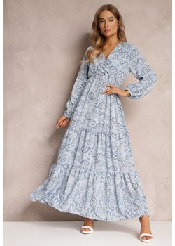 Jasnoniebieska Sukienka Rozkloszowana z Falbankami Mativ ze sklepu Renee odzież w kategorii Sukienki - zdjęcie 157085140