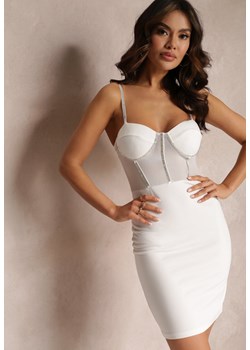 Biała Sukienka Dopasowana z Gorsetową Górą Temilile ze sklepu Renee odzież w kategorii Sukienki - zdjęcie 157085560