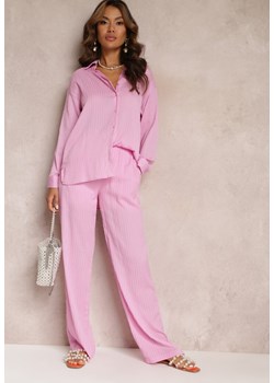 Różowe Spodnie Szerokie High Waist Tasia ze sklepu Renee odzież w kategorii Spodnie damskie - zdjęcie 157086002