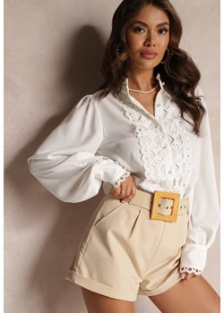 Biała Koronkowa Koszula na Perłowe Guziki Inhis ze sklepu Renee odzież w kategorii Koszule damskie - zdjęcie 157086070