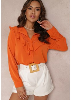 Pomarańczowa Koszula z Falbanami i Koronkowymi Wstawkami Eletoma ze sklepu Renee odzież w kategorii Koszule damskie - zdjęcie 157086093