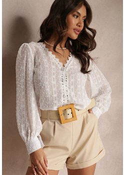 Biała Koronkowa Bluzka z Metaliczną Nitką Maliso ze sklepu Renee odzież w kategorii Bluzki damskie - zdjęcie 157086554