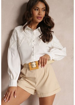 Biała Koszula z Koronką i Perłami Helitte ze sklepu Renee odzież w kategorii Koszule damskie - zdjęcie 157086584