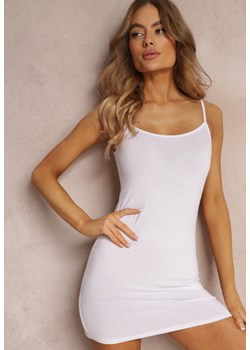 Biała Dopasowana Sukienka na Cienkich Ramiączkach Saverul ze sklepu Renee odzież w kategorii Sukienki - zdjęcie 157086900