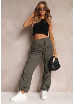 Szare Szerokie Spodnie Spadochronowe ze Stoperami Ranyah ze sklepu Renee odzież w kategorii Spodnie damskie - zdjęcie 157086914