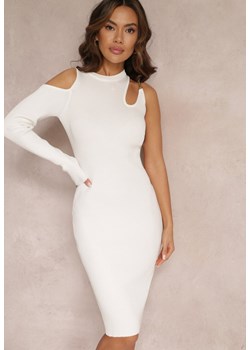 Biała Dzianinowa Sukienka z Wycięciami Emberleigh ze sklepu Renee odzież w kategorii Sukienki - zdjęcie 157087171