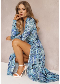 Niebieska Sukienka Maxi z Wiązana w Pasie Rosali ze sklepu Renee odzież w kategorii Sukienki - zdjęcie 157087684