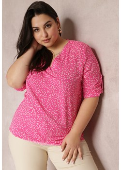 Różowa Bluzka z Wycięciem na Plecach i Podwijanymi Rękawami Jayle ze sklepu Renee odzież w kategorii Bluzki damskie - zdjęcie 157088203