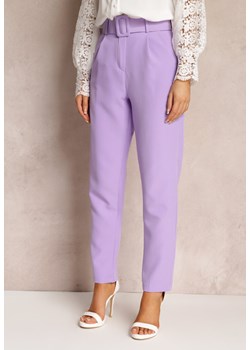 Fioletowe Spodnie Garniturowe High Waist z Paskiem Wenus ze sklepu Renee odzież w kategorii Spodnie damskie - zdjęcie 157089001