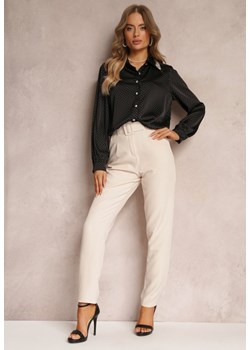 Beżowe Spodnie Garniturowe High Waist z Paskiem Wenus ze sklepu Renee odzież w kategorii Spodnie damskie - zdjęcie 157089023
