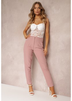 Różowe Spodnie z Prostymi Nogawkami i Imitacją Kieszeni Viarvi ze sklepu Renee odzież w kategorii Spodnie damskie - zdjęcie 157089033