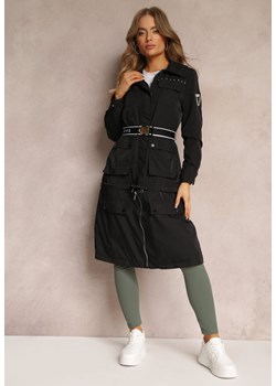 Czarny Płaszcz z Regulacją Długości Aavya ze sklepu Renee odzież w kategorii Płaszcze damskie - zdjęcie 157089791