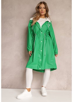 Zielony Płaszcz z Kapturem i Ściągaczem w Talii Maiar ze sklepu Renee odzież w kategorii Płaszcze damskie - zdjęcie 157089871