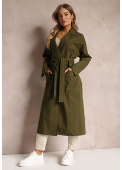 Zielony Płaszcz z Wiązanym Paskiem Oversize Terethia ze sklepu Renee odzież w kategorii Płaszcze damskie - zdjęcie 157089901