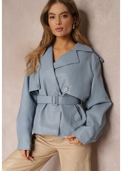 Niebieska Kurtka Jednorzędowa Oversize z Paskiem Maxx ze sklepu Renee odzież w kategorii Kurtki damskie - zdjęcie 157089911