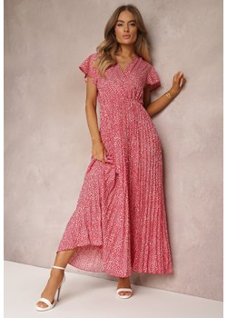 Czerwona Rozkloszowana Sukienka Maxi z Plisowanym Dołem i Gumką w Pasie Horia ze sklepu Renee odzież w kategorii Sukienki - zdjęcie 157090112