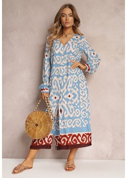 Niebieska Sukienka Maxi z Rozporkami i Wsuwanymi Kieszeniami Ranno ze sklepu Renee odzież w kategorii Sukienki - zdjęcie 157090634