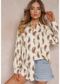 Beżowo-Brązowa Bawełniana Koszula z Drobnym Wzorem Paisley Kaisleigh ze sklepu Renee odzież w kategorii Koszule damskie - zdjęcie 157090664