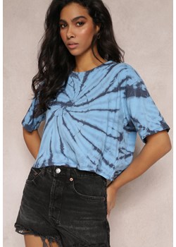 Niebieski Krótki T-shirt z Printem Tie-Dye Lanay ze sklepu Renee odzież w kategorii Bluzki damskie - zdjęcie 157090774