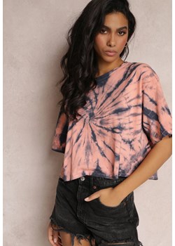 Różowy Krótki T-shirt z Printem Tie-Dye Lanay ze sklepu Renee odzież w kategorii Bluzki damskie - zdjęcie 157091074