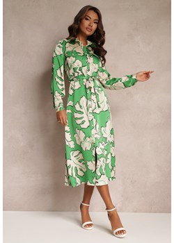 Zielona Sukienka Koszulowa z Wiązanym Paskiem Rume ze sklepu Renee odzież w kategorii Sukienki - zdjęcie 157091951