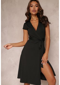 Czarna Sukienka o Kopertowym Kroju Midi Kynzle ze sklepu Renee odzież w kategorii Sukienki - zdjęcie 157092831