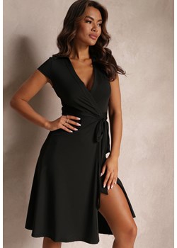 Czarna Sukienka o Kopertowym Kroju Midi Kynzle ze sklepu Renee odzież w kategorii Sukienki - zdjęcie 157092833