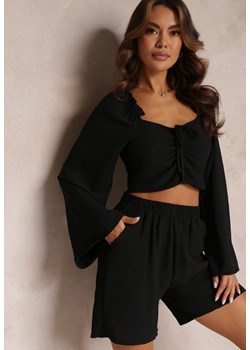 Czarny 2-częściowy Komplet z Bluzką i Szortami Treesun ze sklepu Renee odzież w kategorii Komplety i garnitury damskie - zdjęcie 157093413