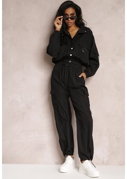 Czarny 2-częściowy Komplet z Kurtką i Spodniami Domonique ze sklepu Renee odzież w kategorii Komplety i garnitury damskie - zdjęcie 157093444