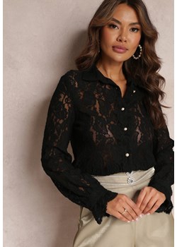 Czarna Koszula Koronkowa na Guziki Acameda ze sklepu Renee odzież w kategorii Koszule damskie - zdjęcie 157093481