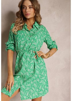 Zielona Sukienka Mini o Koszulowym Fasonie z Wiskozy Arintha ze sklepu Renee odzież w kategorii Sukienki - zdjęcie 157094964