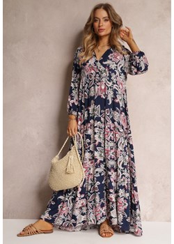 Granatowa Sukienka Oversize w Kwiaty Iophne ze sklepu Renee odzież w kategorii Sukienki - zdjęcie 157095160