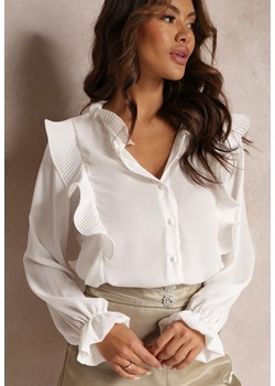 Biała Koszula z Falbankami Glorise ze sklepu Renee odzież w kategorii Koszule damskie - zdjęcie 157095334