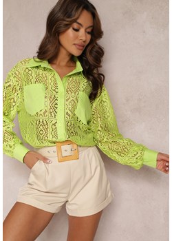Jasnozielona Koszula z Ażurowej Tkaniny z Kieszeniami Terista ze sklepu Renee odzież w kategorii Koszule damskie - zdjęcie 157095382