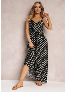 Czarna Sukienka Maxi na Ramiączkach z Wiskozy Satha ze sklepu Renee odzież w kategorii Sukienki - zdjęcie 157095890