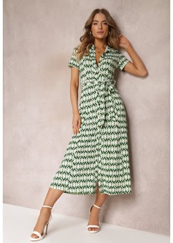 Zielona Sukienka Mamci Koszulowa Wiązana w Pasie Maevana ze sklepu Renee odzież w kategorii Sukienki - zdjęcie 157096433